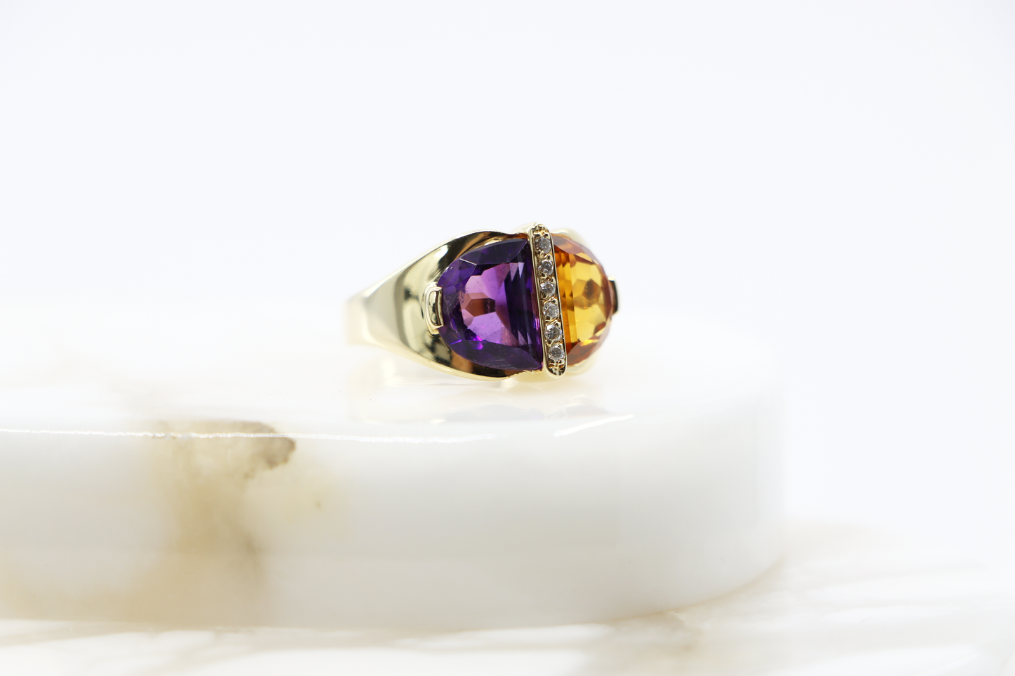 B. A. Ballou & Co. 14K Amethyst and Citrine Ring with Diamond Accents