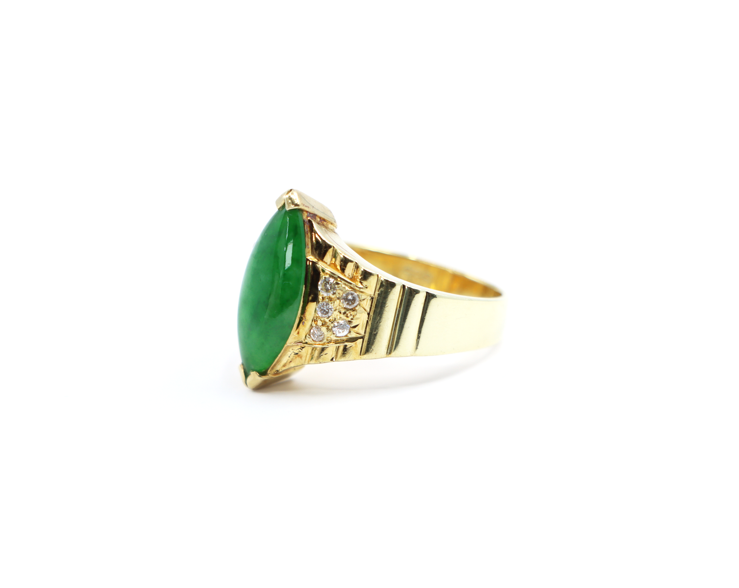14k Natural Jadeite Jade and Diamond Ring
