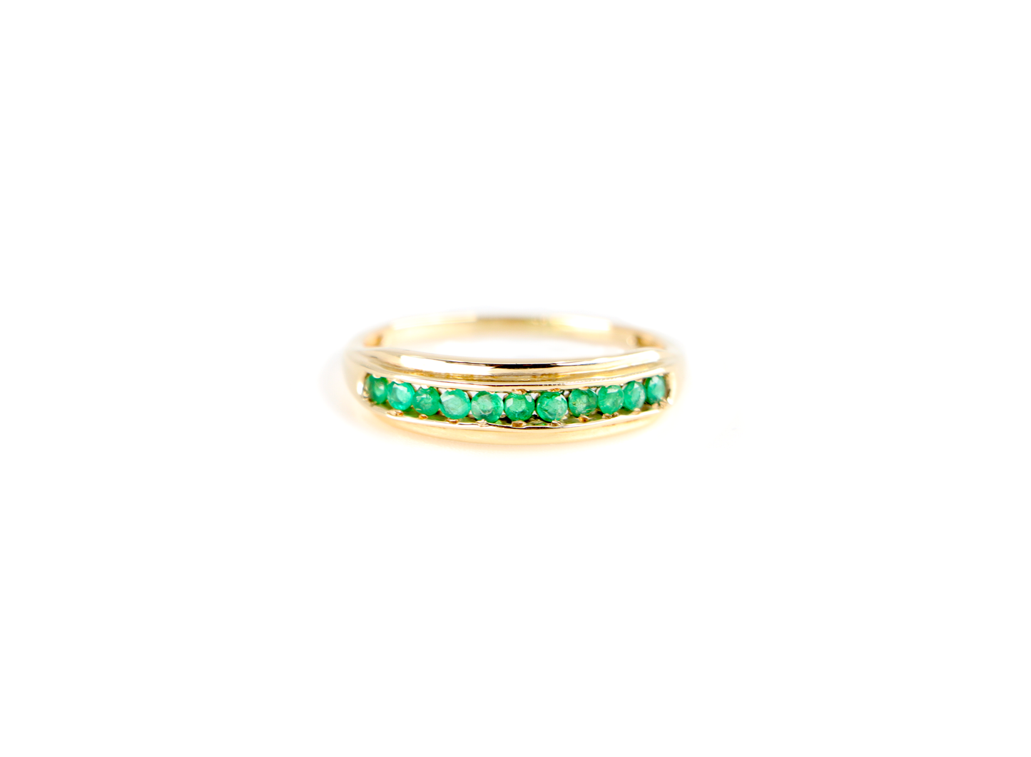 14k Emerald Channel Set Ring